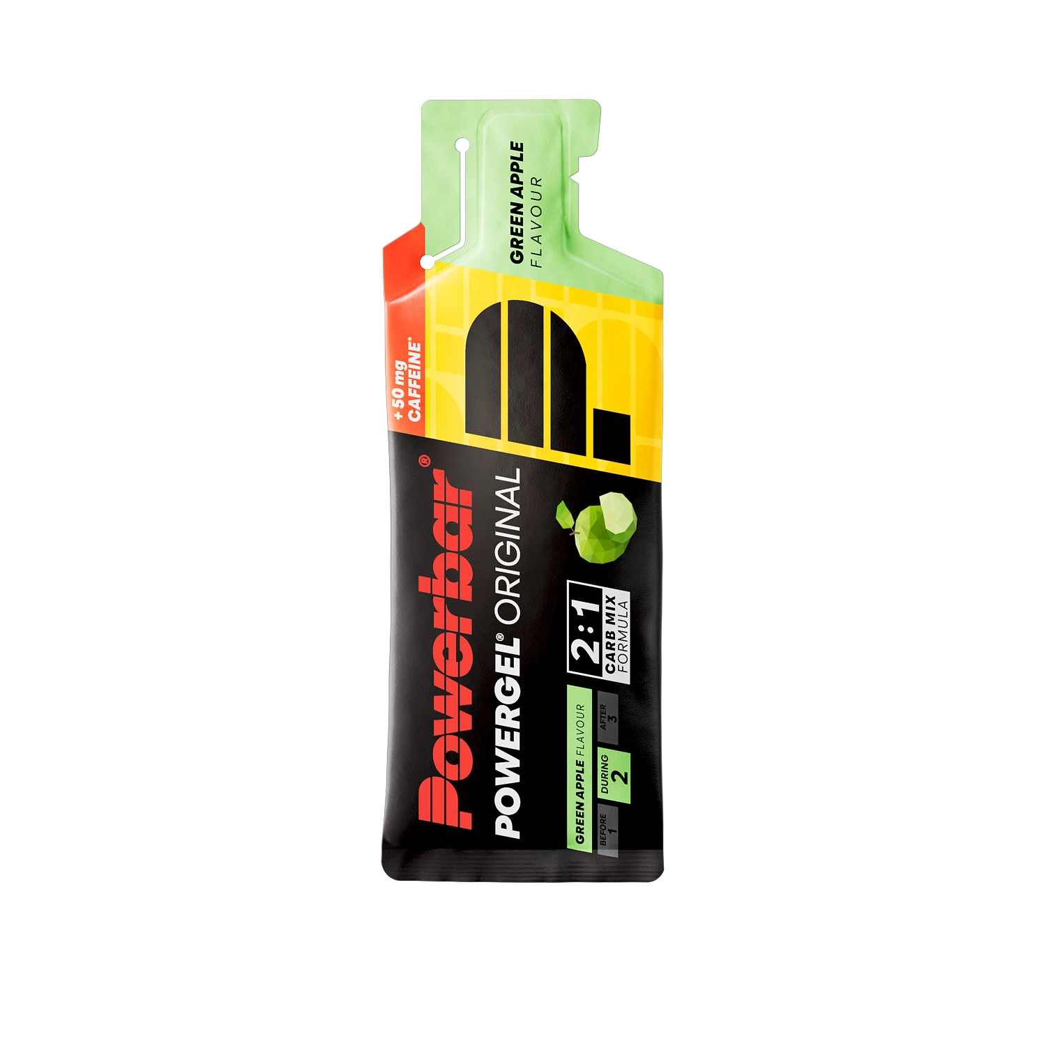 1. Gel energizant PowerBar PowerGel Original 41g - măr verde + cofeină