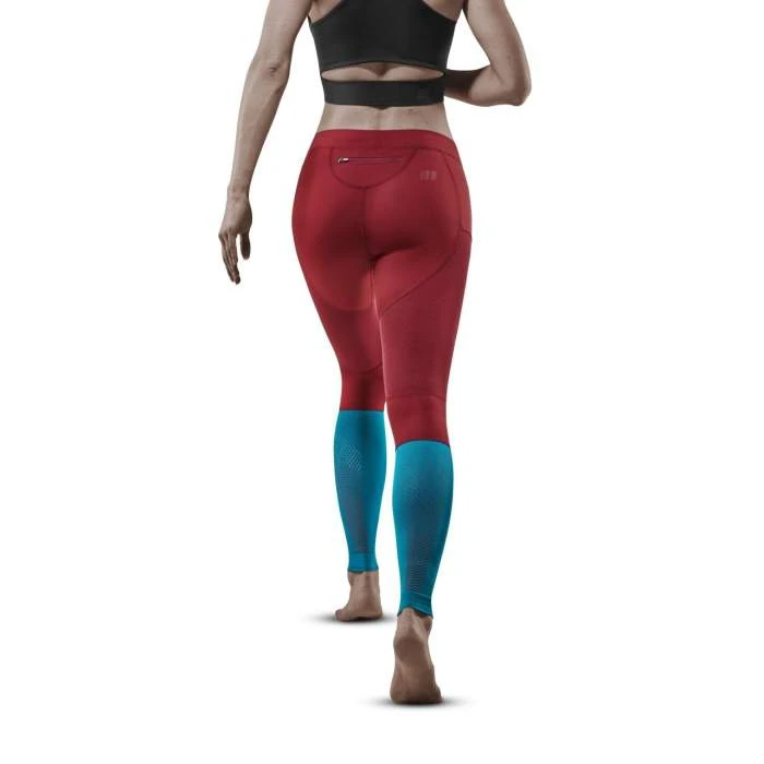 2. CEP - colanti de alergare - Run compression Tights 3.0 W - Rosu Inchis I Petrol
