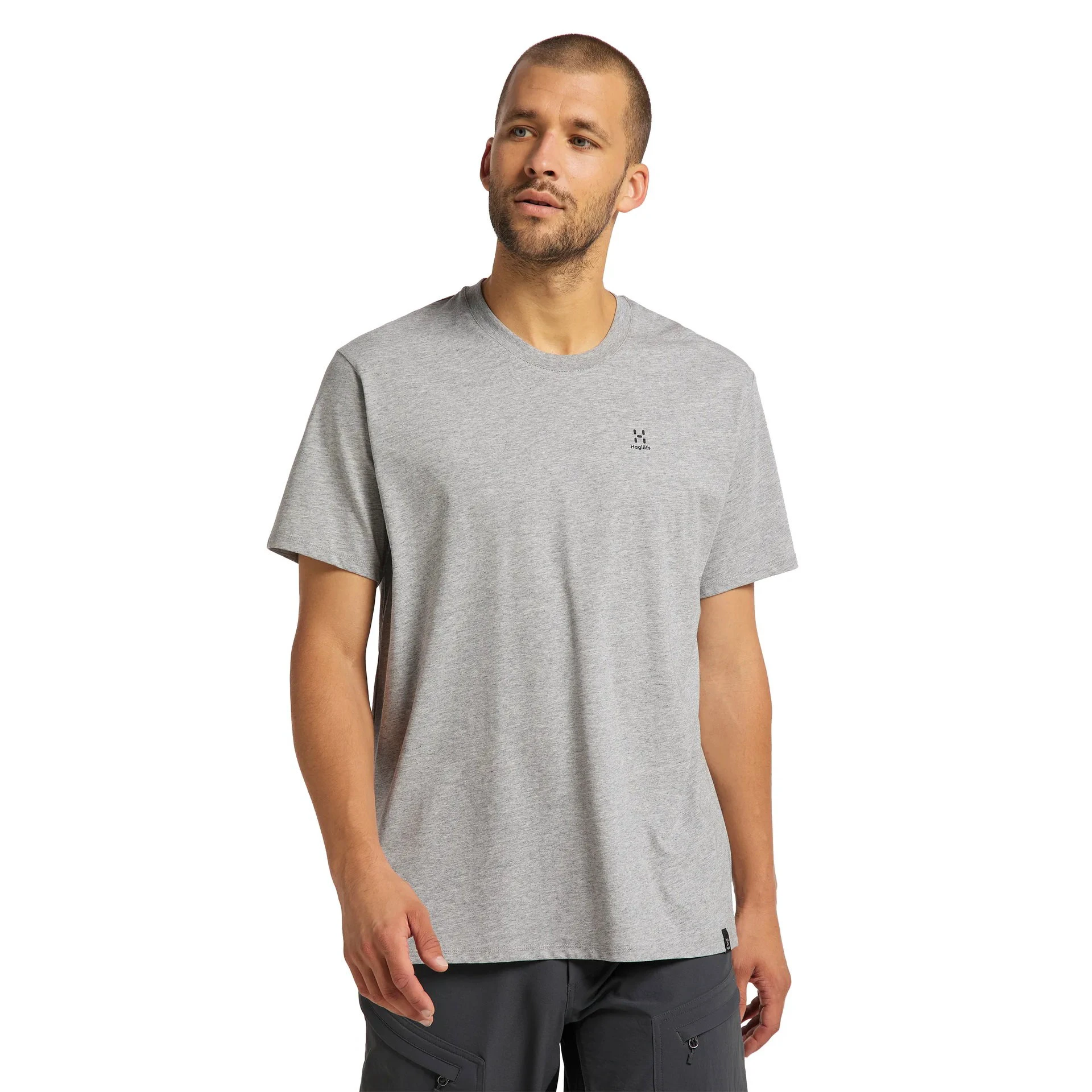 1. Haglofs - Tricou casual bumbac barbati Camp Tee - gri solid melaj