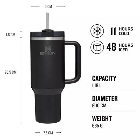 6. Stanley - termos tip sticla cu pai - Quencher H2.0 Tumbler - Ash - 1.18L