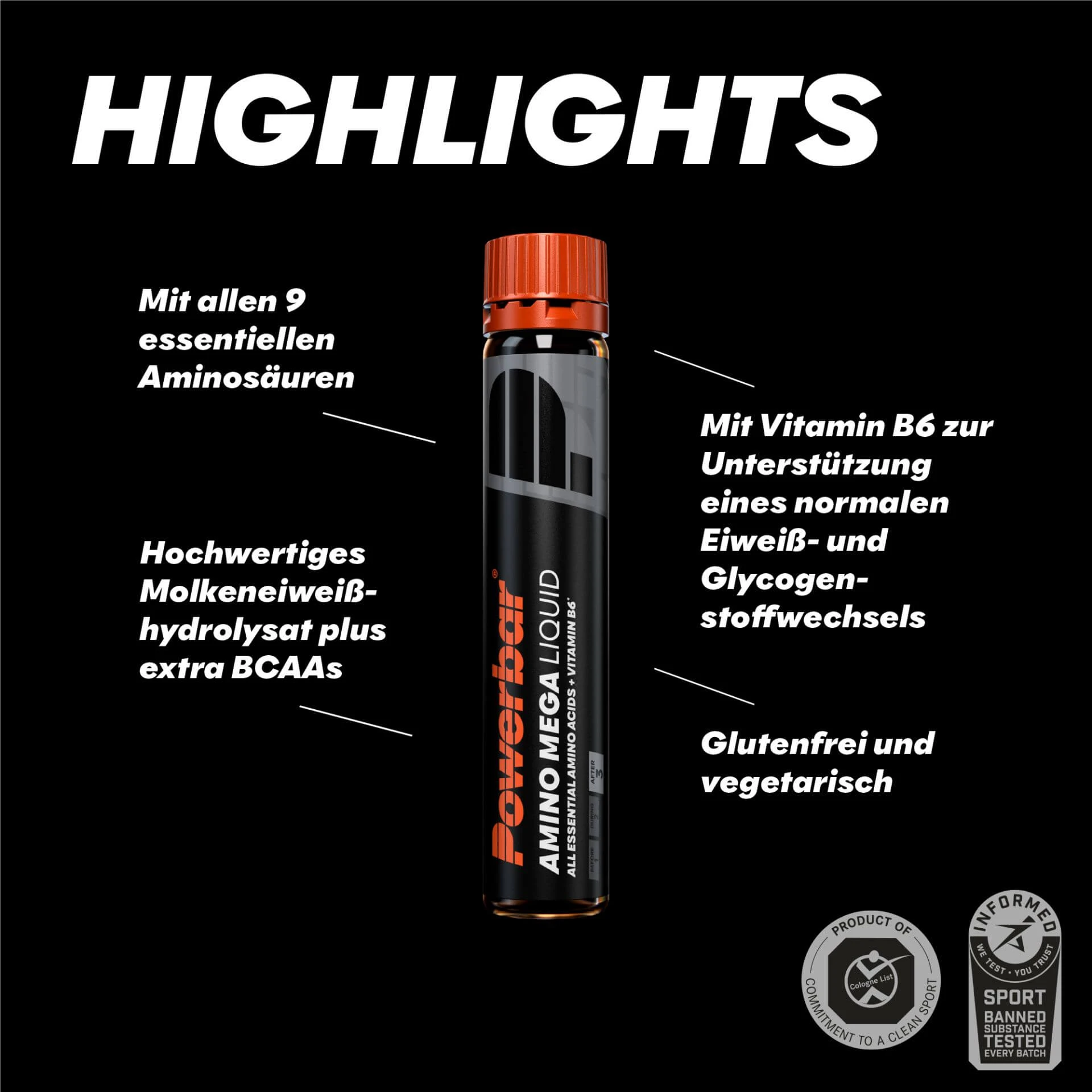 5. Powerbar - fiola aminoacizi black line Amino Mega Liquid new formula - 25ml