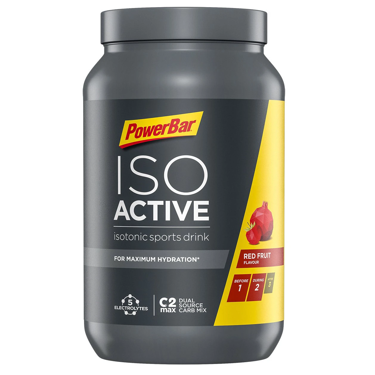 1. Powerbar - pudra izotonica Isoactive, aroma fructe rosii - bidon 1320g