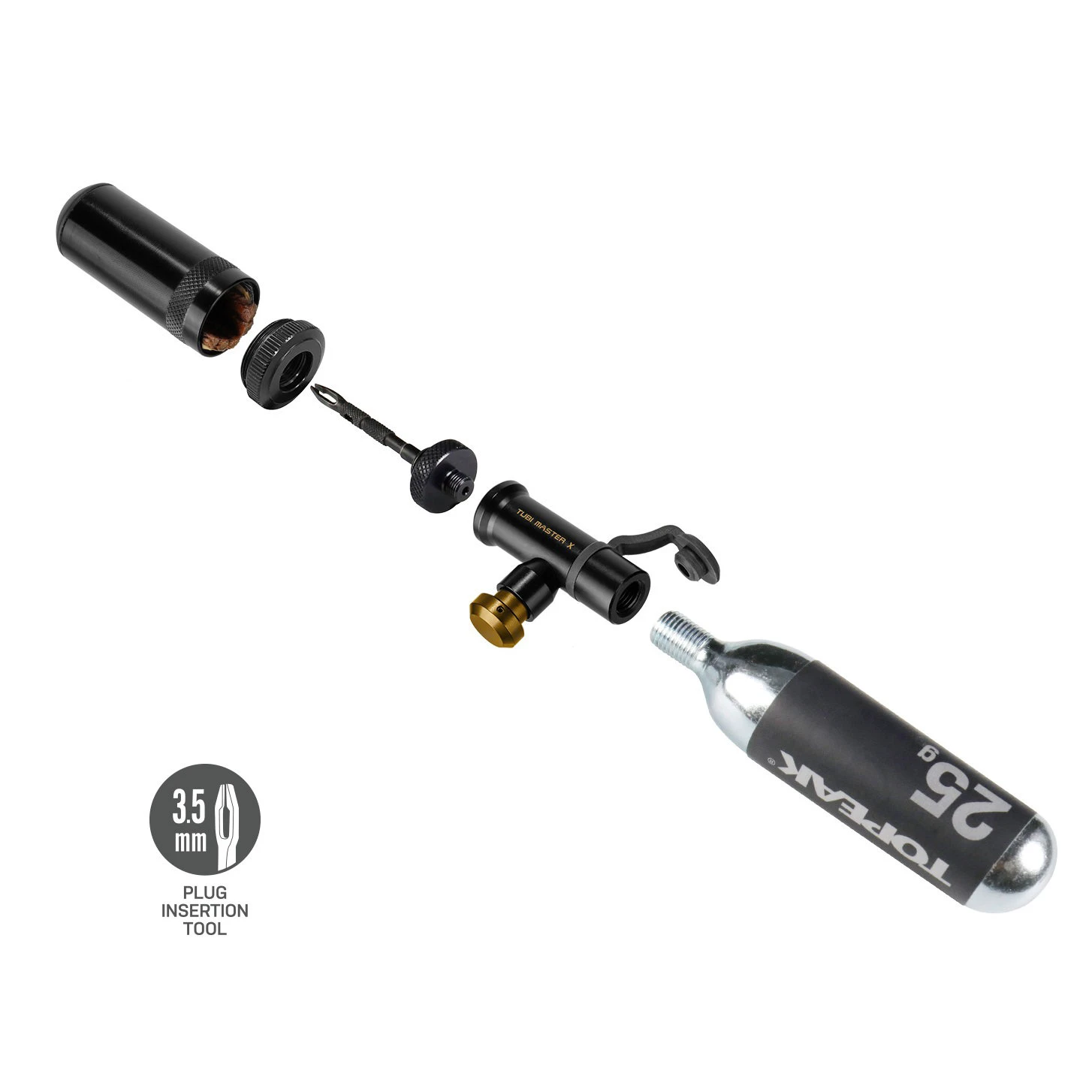 6. Topeak - set scule reparatii si antipana bicicleta MTB tubeless 2 in 1 Tubi Master X (TUBMSX2) - negru gri