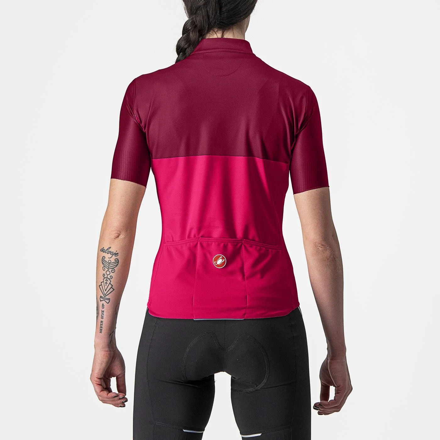 2. Tricou cu maneca scurta Castelli Velocissima de dama Rosu/Visiniu