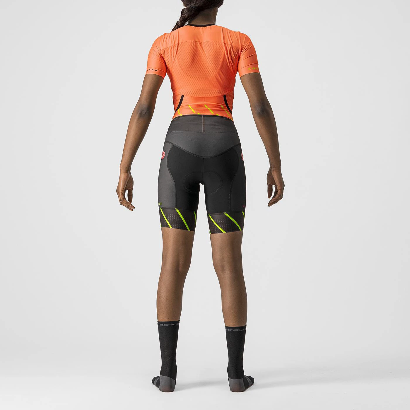 2. Costum de triatlon cu maneca scurta Castelli Free Sanremo W SS de dama Portocaliu/Negru