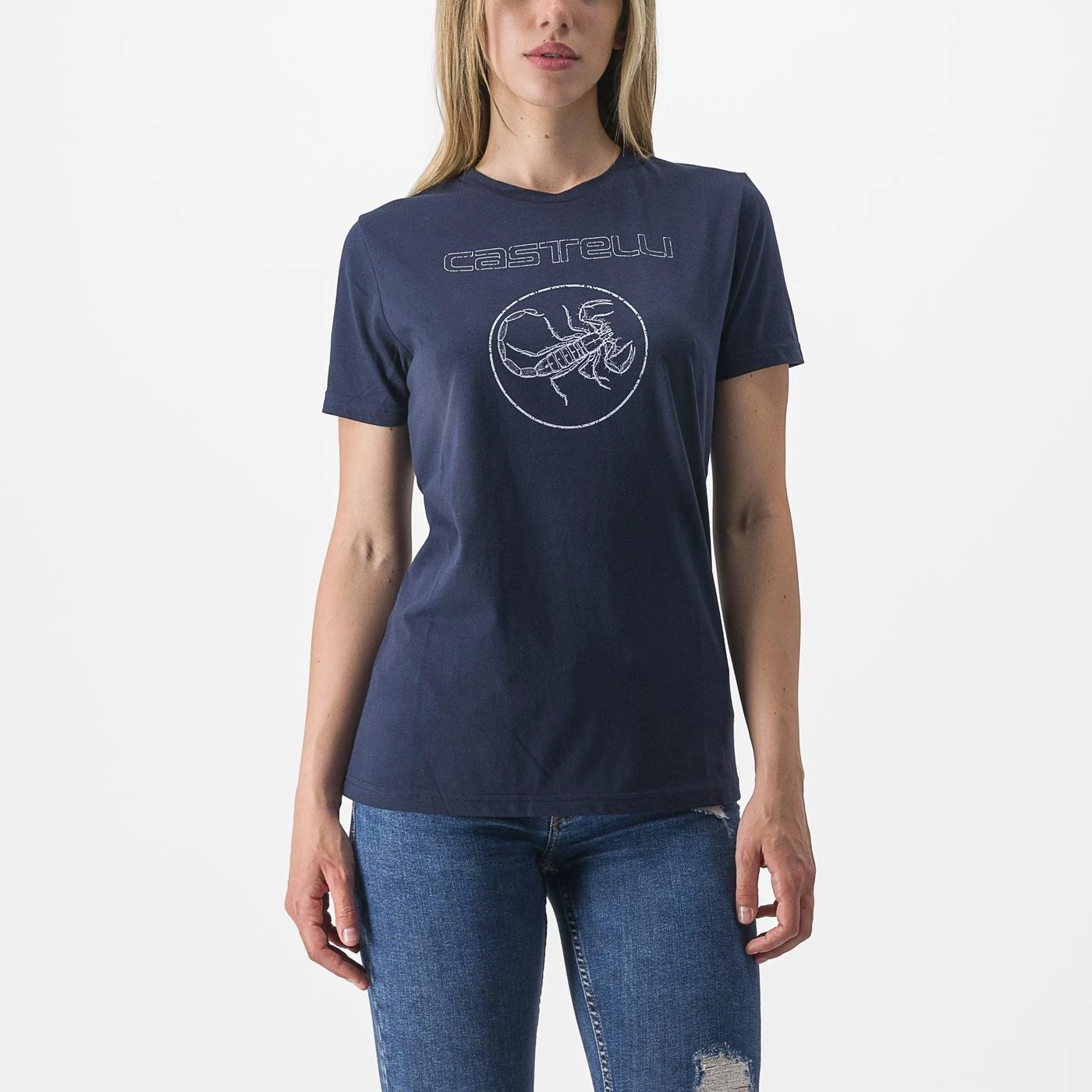 2. Tricou casual Castelli Pedalare Tee de dama Bleumarin
