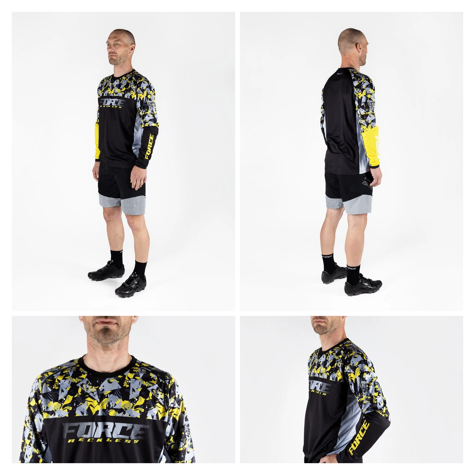 4. Bluza Force Reckless Maneca Lunga Black-Yellow-Grey M