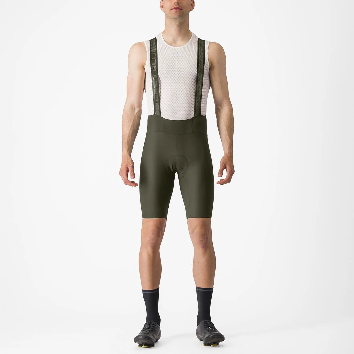 2. Pantaloni scurti cu bretele Castelli Espresso Verde Inchis M