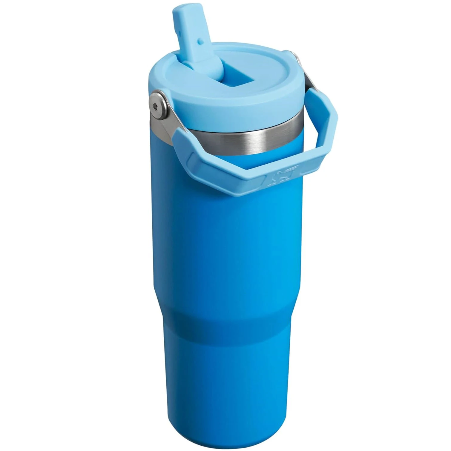 5. Stanley - termos tip sticla cu pai - Flip Straw Tumbler - albastru intens azur - 890 ml - Personalizat Trisport - Garmin