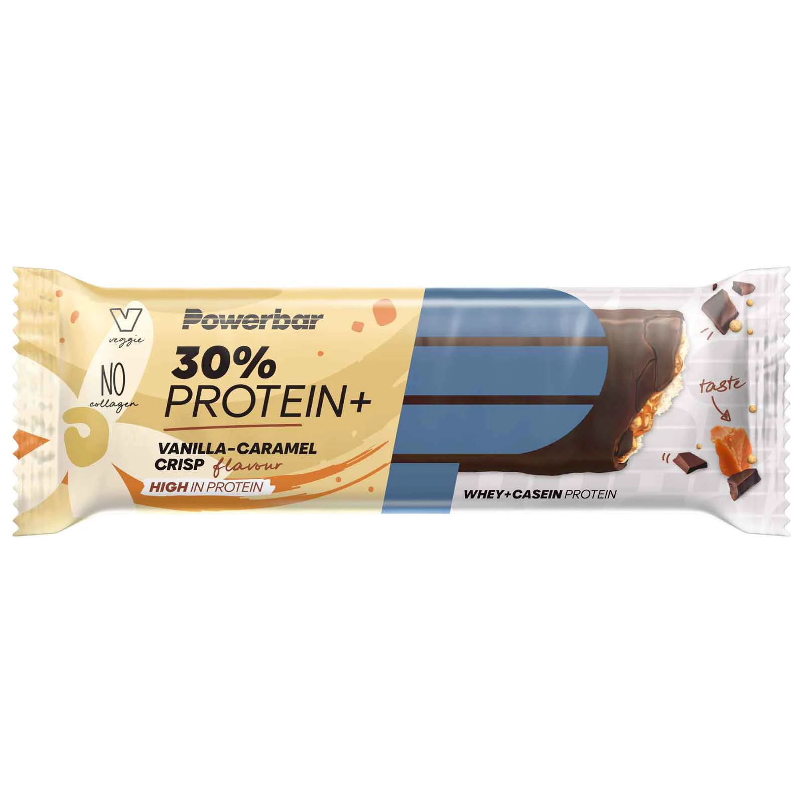 1. Powerbar - baton proteic Protein+ 30%, aroma vanilie Caramel bucatele crocante Crisp - 55g
