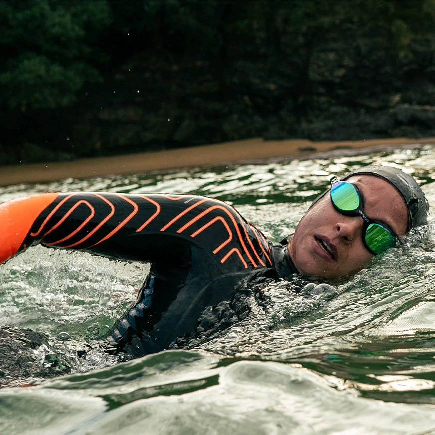 5. Orca - ochelari inot triatlon si ape deschise - Killa 180° - negru oglinda