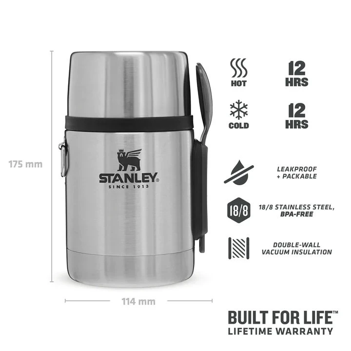7. Stanley - termos pentru mancare lingura inclusa Adventure All-in-One Food Jar + Spork - Stainless Steel 530 ml