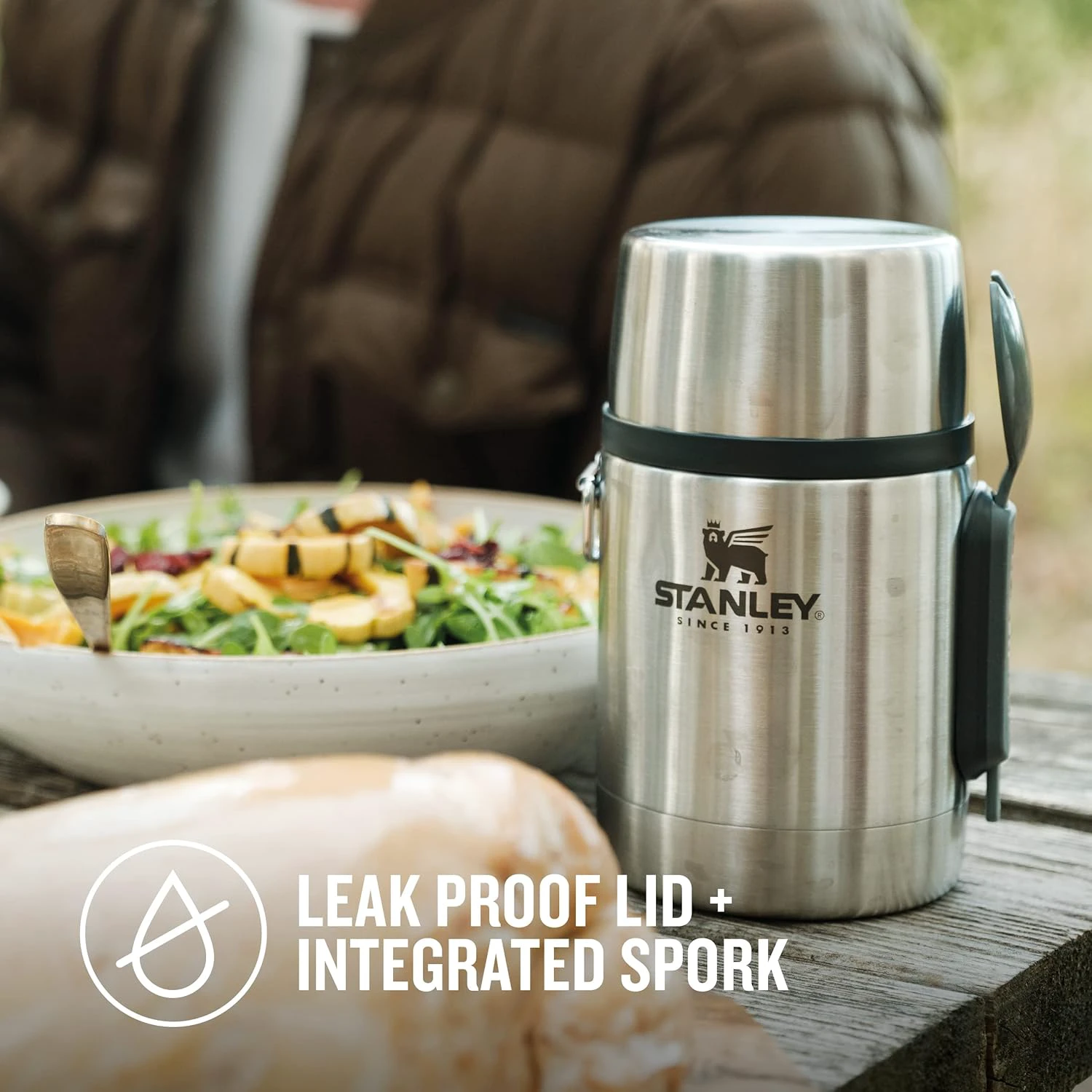 10. Stanley - termos pentru mancare lingura inclusa Adventure All-in-One Food Jar + Spork - Stainless Steel 530 ml