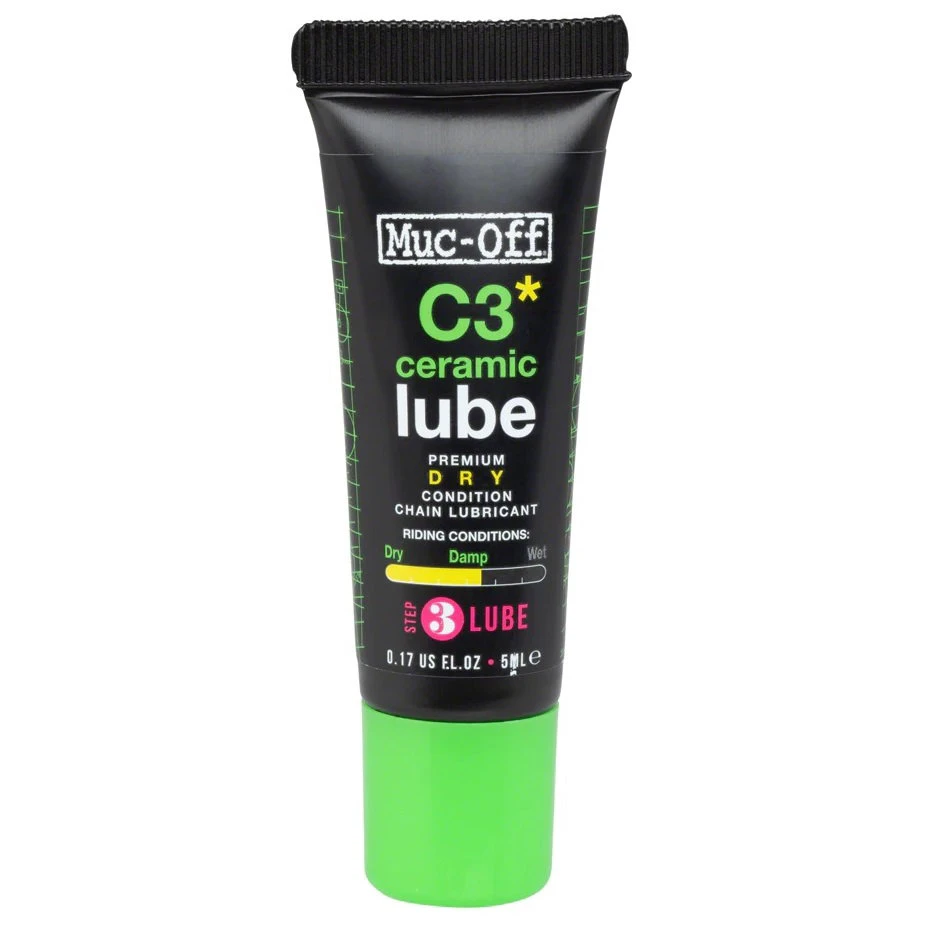 1. Muc-Off -lubrifiant lant bicicleta C3 Ceramic Dry Lube - mini doza 5ml