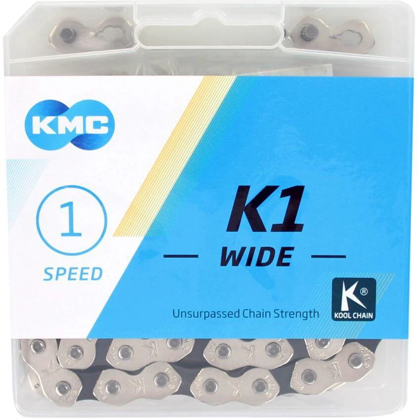 2. Lant KMC K1 Wide Single-Speed Argintiu/Negru 100 Zale