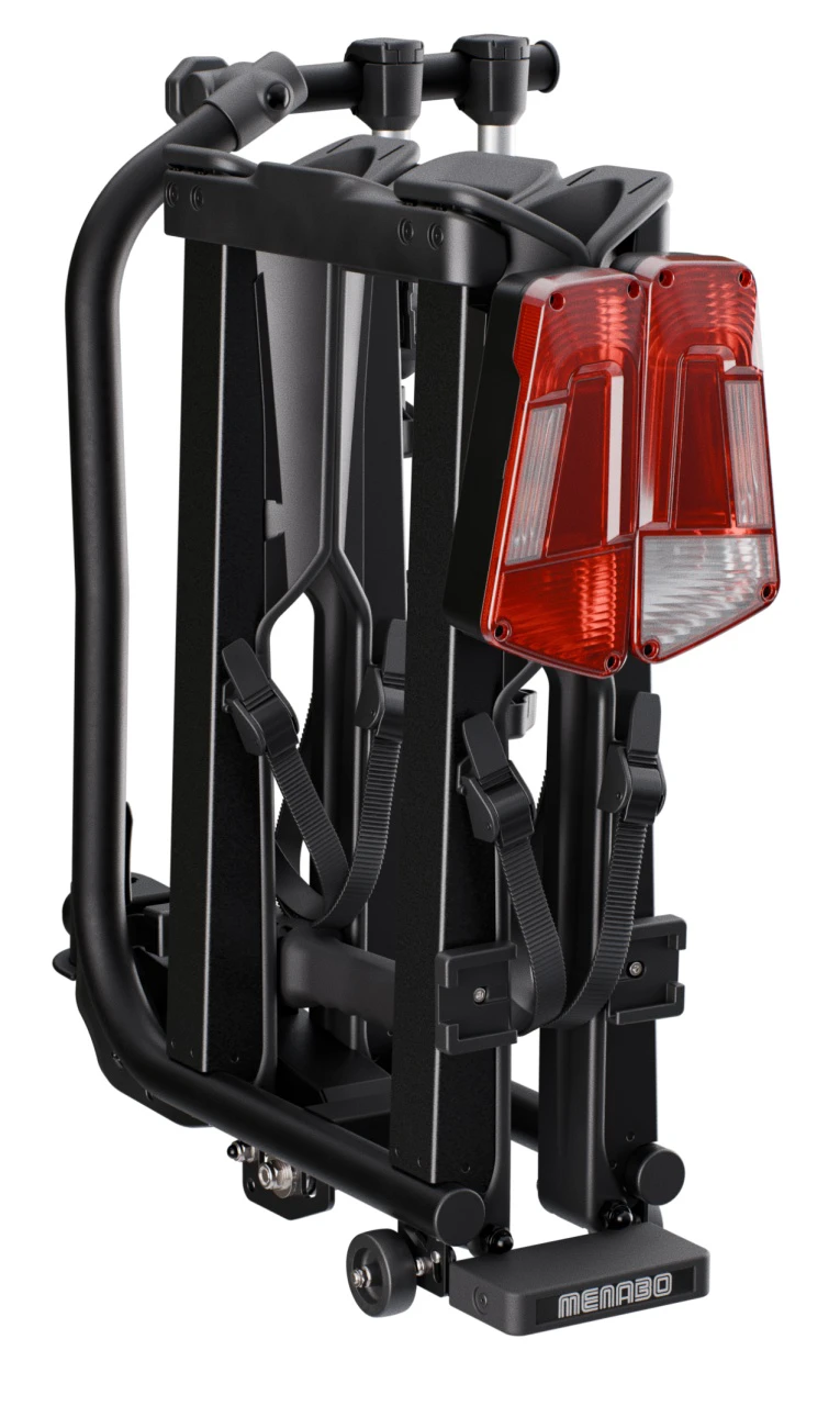 2. Suport biciclete Menabo Orbit 2 pentru 2 biciclete cu prindere pe carligul de remorcare, pliabil