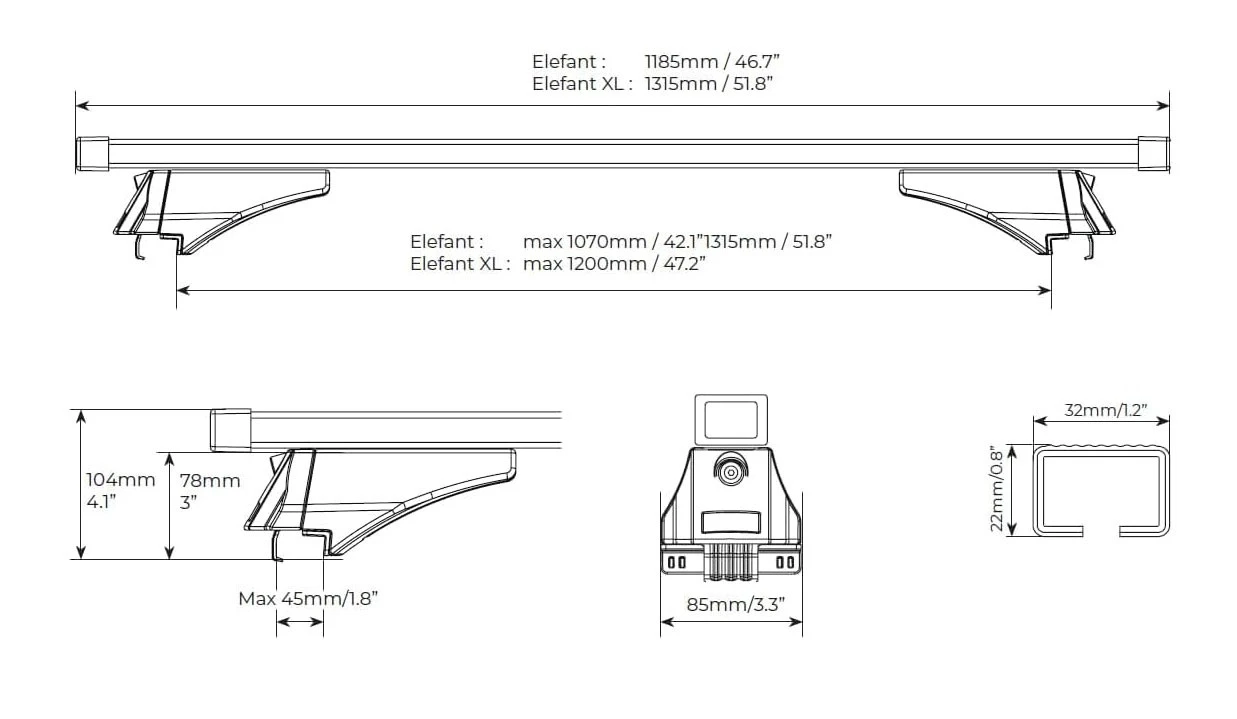 3. Bare transversale Menabo Elefant pentru BMW Serie 3 (F31) Touring 2012-2015