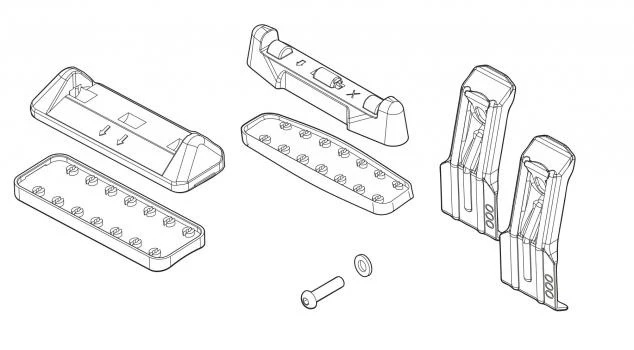 1. Kit de prindere Menabo FIX059G pentru bare transversale Tema / Tema Aluminiu