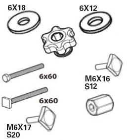 1. Set suruburi pentru suportul de biciclete Menabo Bike Pro