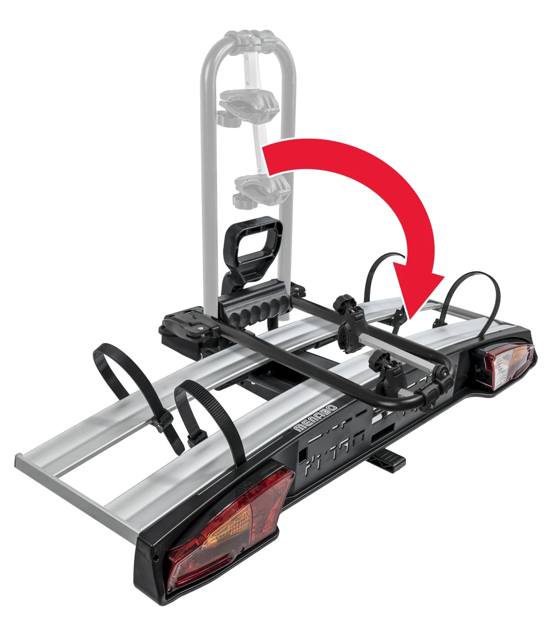 3. Suport biciclete Menabo Alcor 2 pentru 2 biciclete cu prindere pe carligul de remorcare