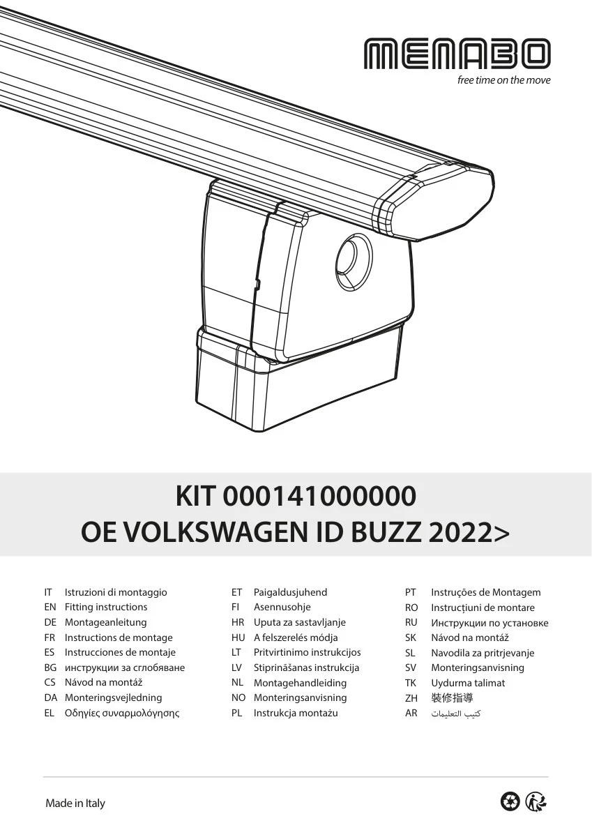 1. Bara transversala optionala Menabo OE pentru VW ID. Buzz 2022+ (1 bucata)