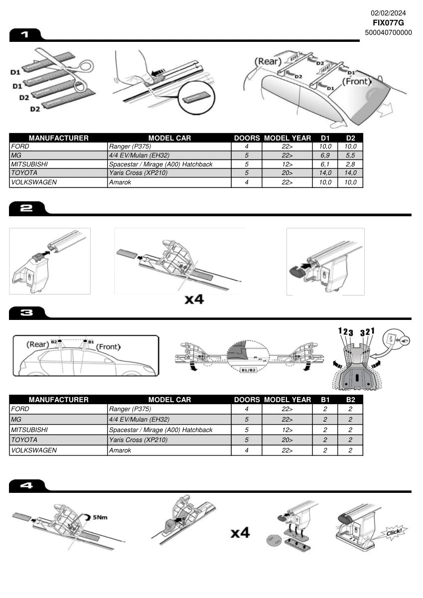 1. Kit de prindere Menabo FIX077G pentru bare transversale Tema / Tema Aluminiu