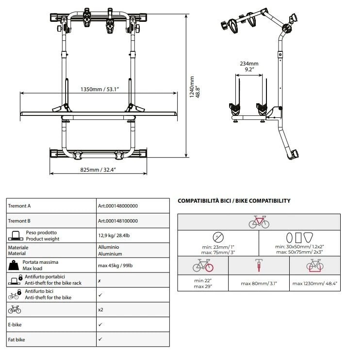 9. Suport biciclete autorulota Menabo Tremont Peugeot Boxer 2006-2014