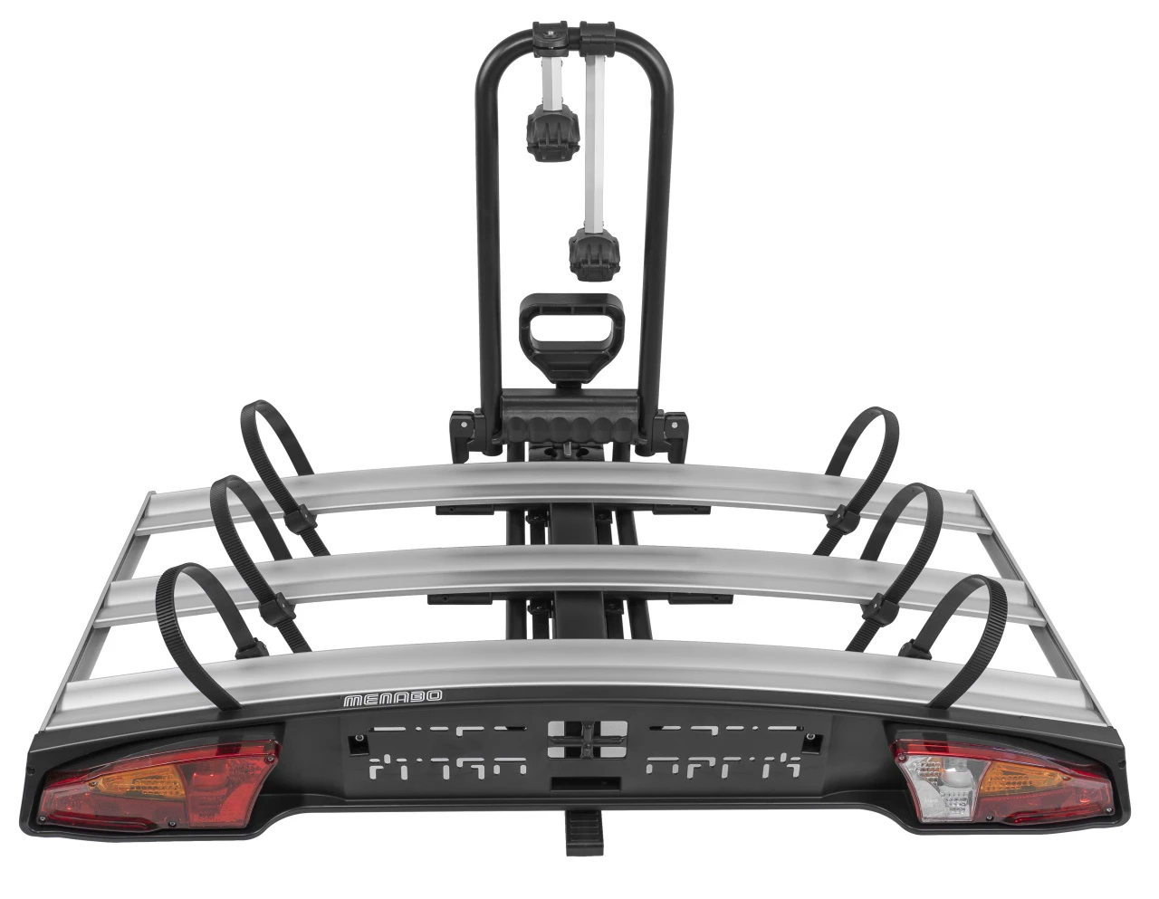 1. Suport biciclete Menabo Alcor 3 pentru 3 biciclete cu prindere pe carligul de remorcare