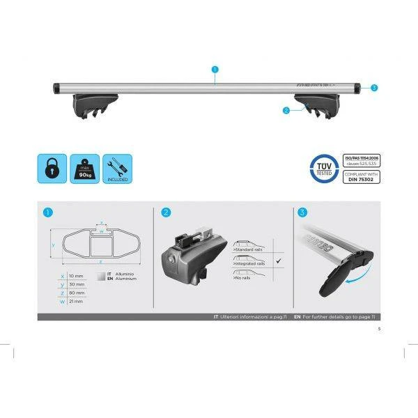 7. Bare transversale Menabo Lince Silver XL pentru Audi A6 (4G) Avant 2015-2018