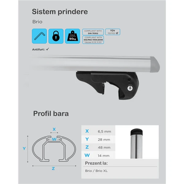 7. Bare transversale Menabo Brio XL pentru Toyota Prado 2002-2009
