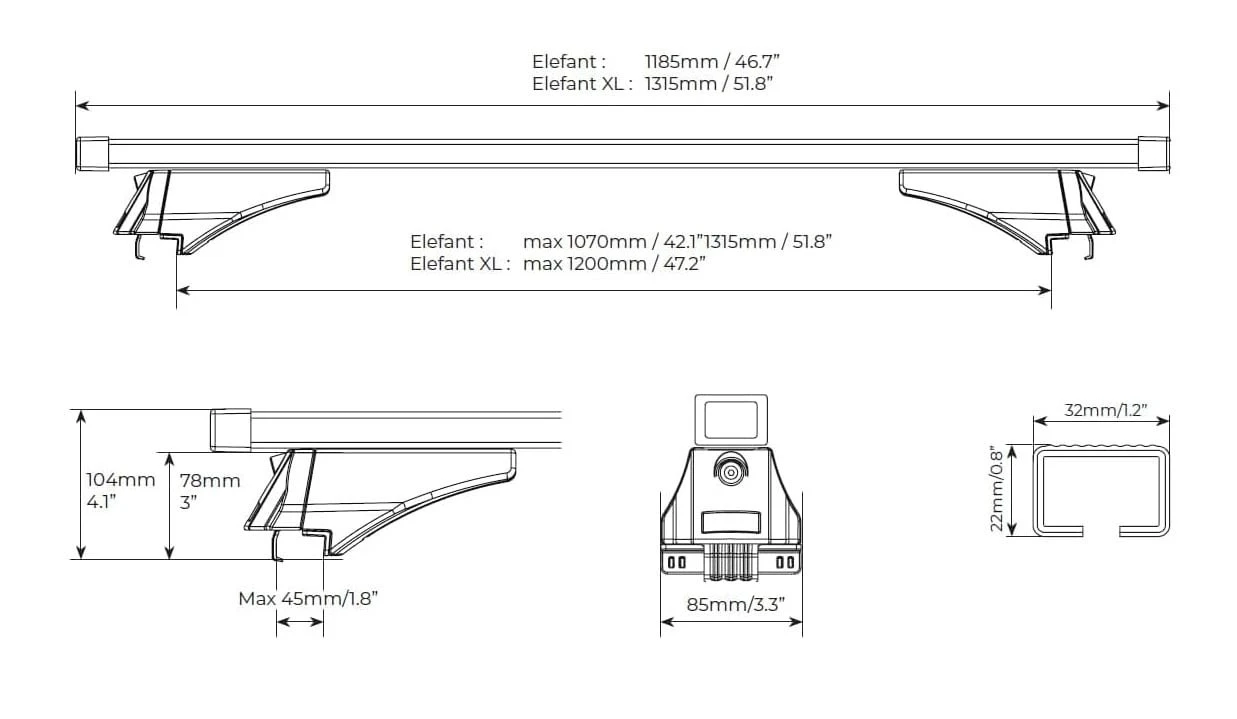 3. Bare transversale Menabo Elefant pentru BMW X3 (F25) 2010-2017