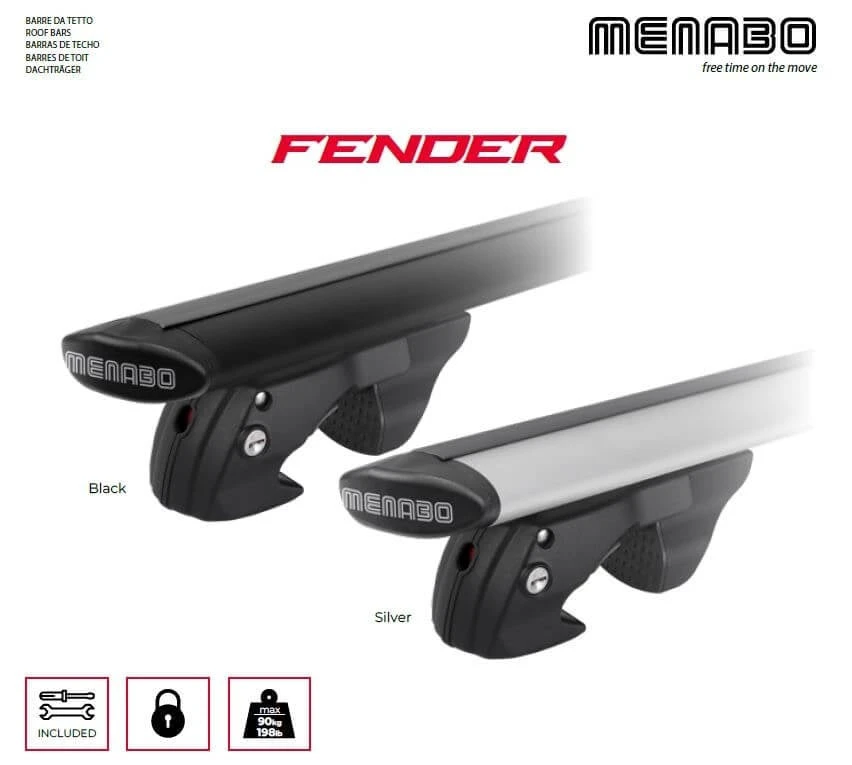 6. Bare transversale Menabo Fender Silver XL pentru Ssangyong Rexton W (Y290) 2013-2017