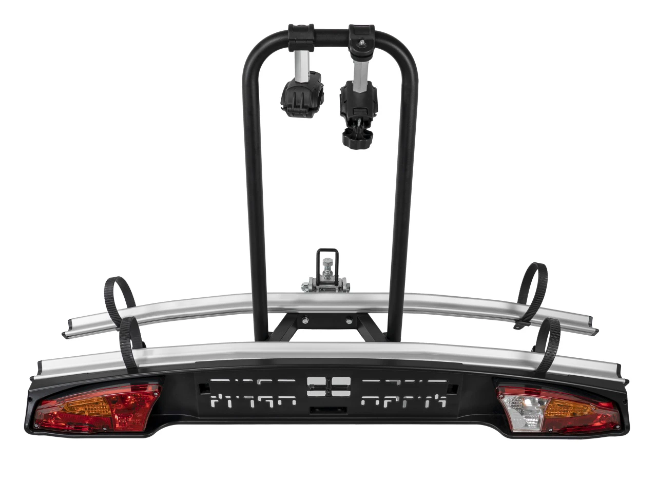 1. Suport biciclete Menabo Merak Tilting pentru 2 biciclete cu prindere pe carligul de remorcare