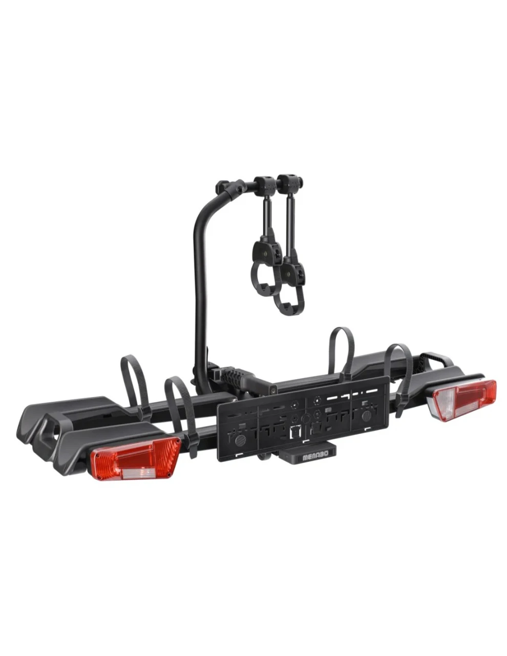 1. Suport biciclete Menabo Orbit 2 pentru 2 biciclete, cu chingi, prindere pe carligul de remorcare