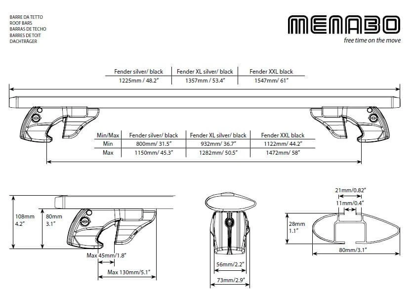 7. Bare transversale Menabo Fender Silver pentru Audi A4 (B7/8E/8H) Avant 2004-2007