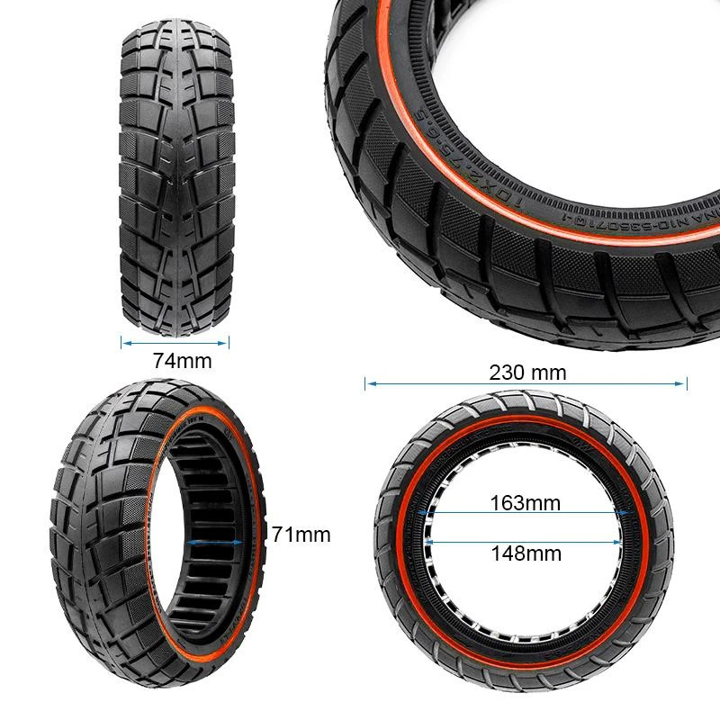 2. Anvelopa plina trotineta Ultra-Light E-Wheel 10x2.75-6.5/B55 - Red line