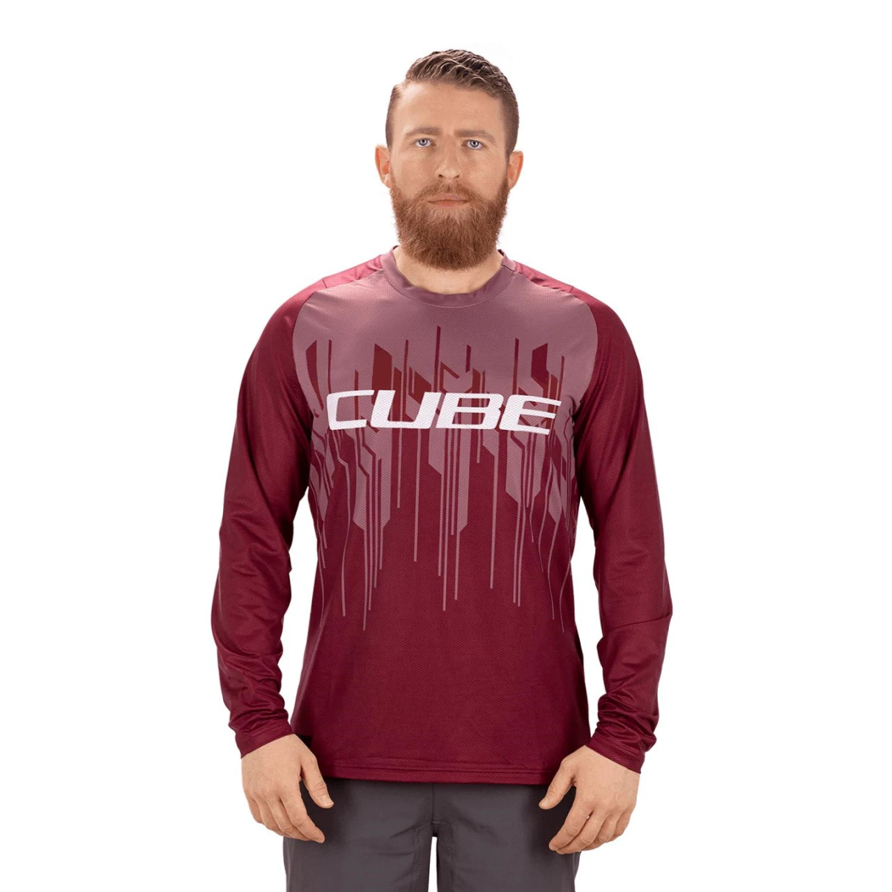 1. Bluza CUBE Edge Round-Neck L/S Bordeaux