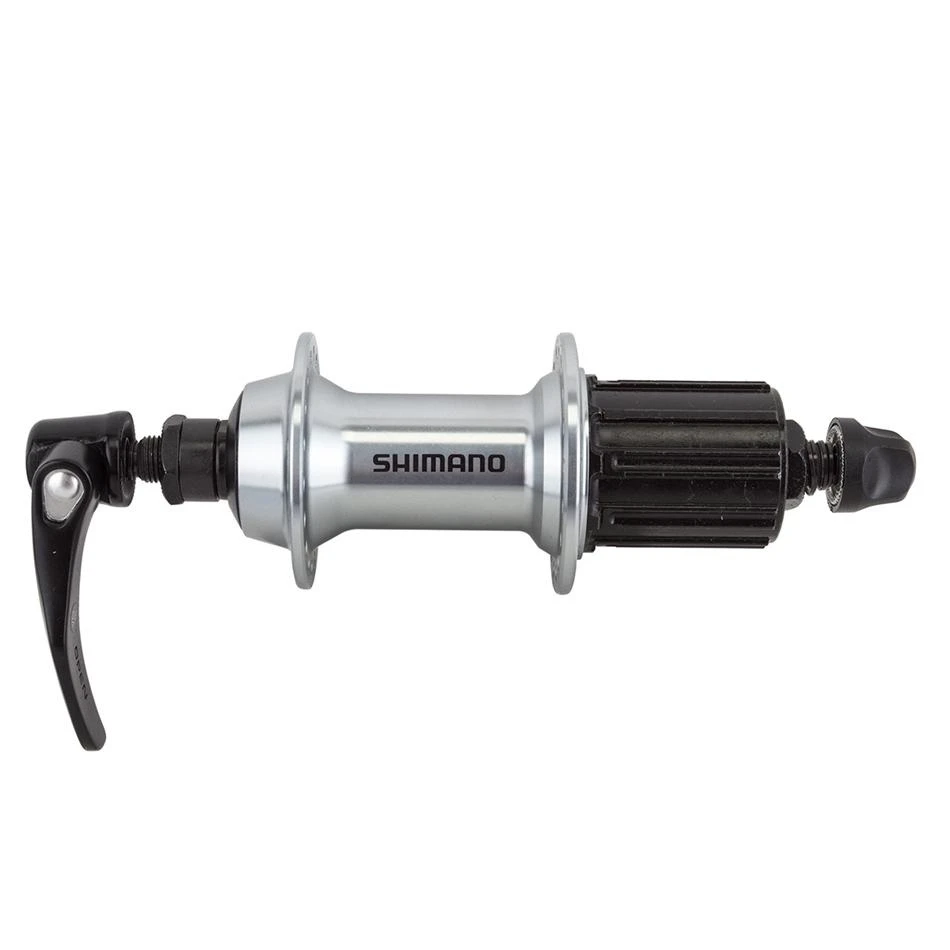 1. Butuc spate Shimano FH-RS400, 10/11 vit, O.L.D. 130 mm, ax 141 mm, QR 168 mm, 36H, Argintiu