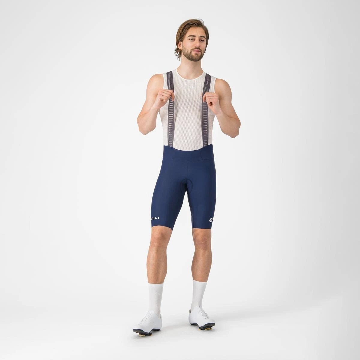 1. Pantaloni scurti cu bretele Castelli Espresso 2, pentru barbati, albastru belgian XL
