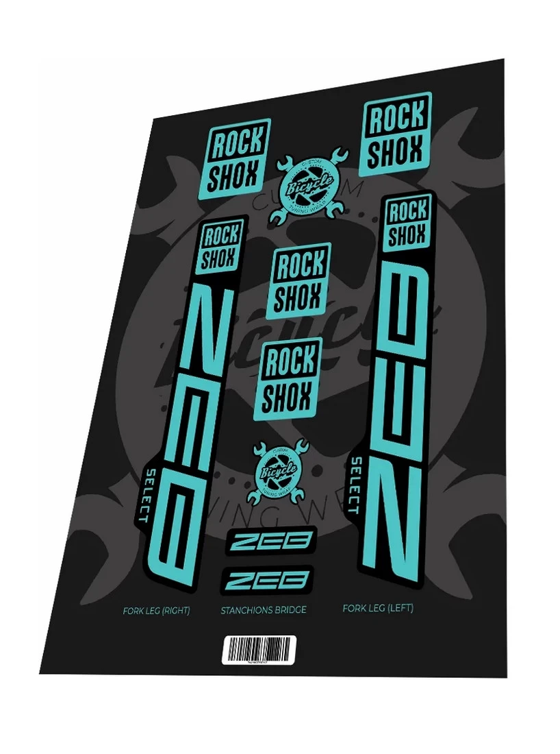 1. Set stickere adezive furca ROCKSHOX Zeb Select 2022 Sky Blue
