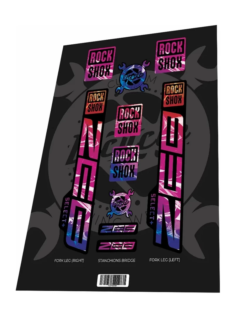 1. Set stickere adezive furca ROCKSHOX Zeb Select Plus 2022 Plastic Gradient