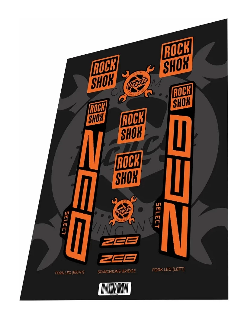 1. Stickere adezive furca ROCKSHOX Zeb Select 2022 Orange