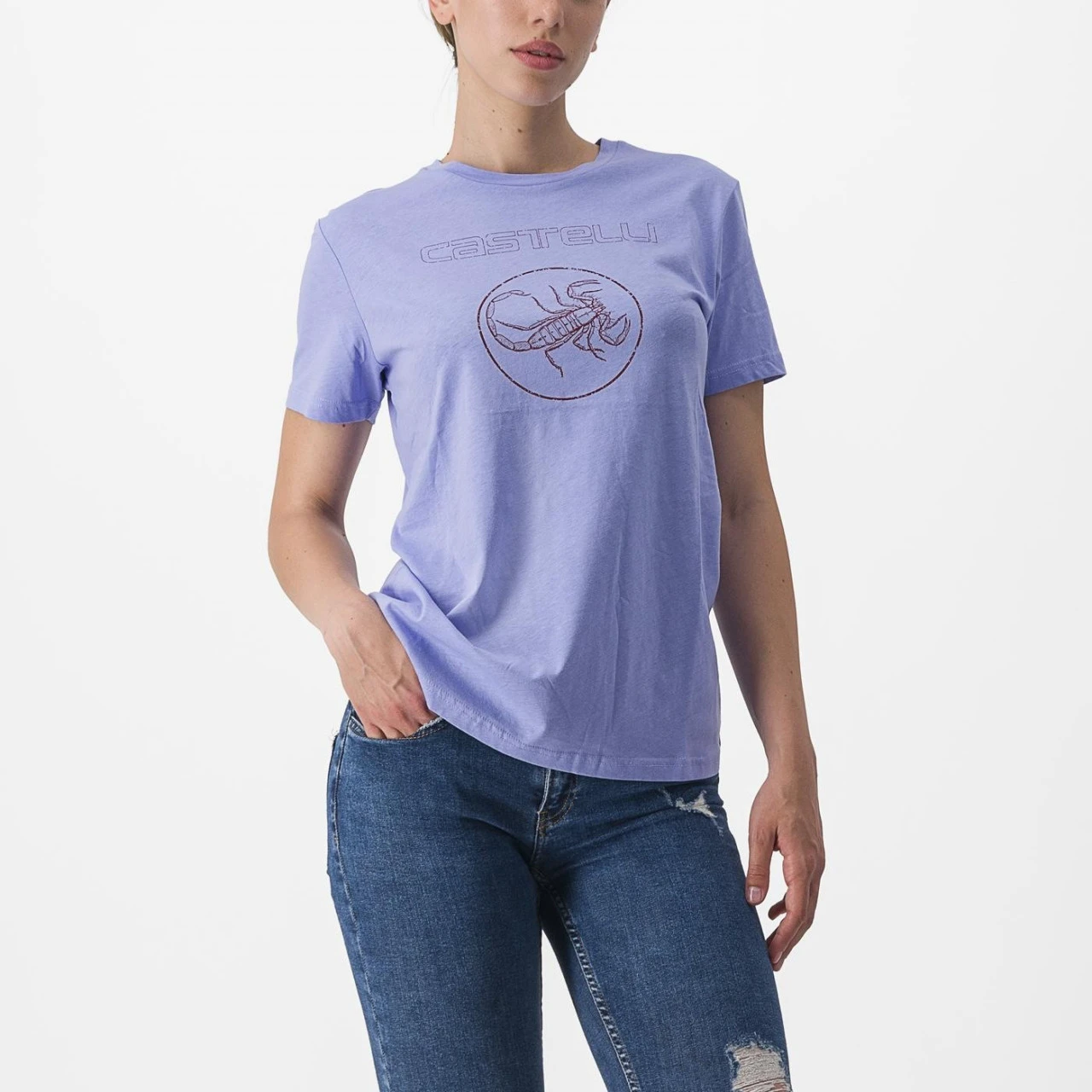 1. Tricou casual Castelli Pedalare Tee, de dama, Violet, M