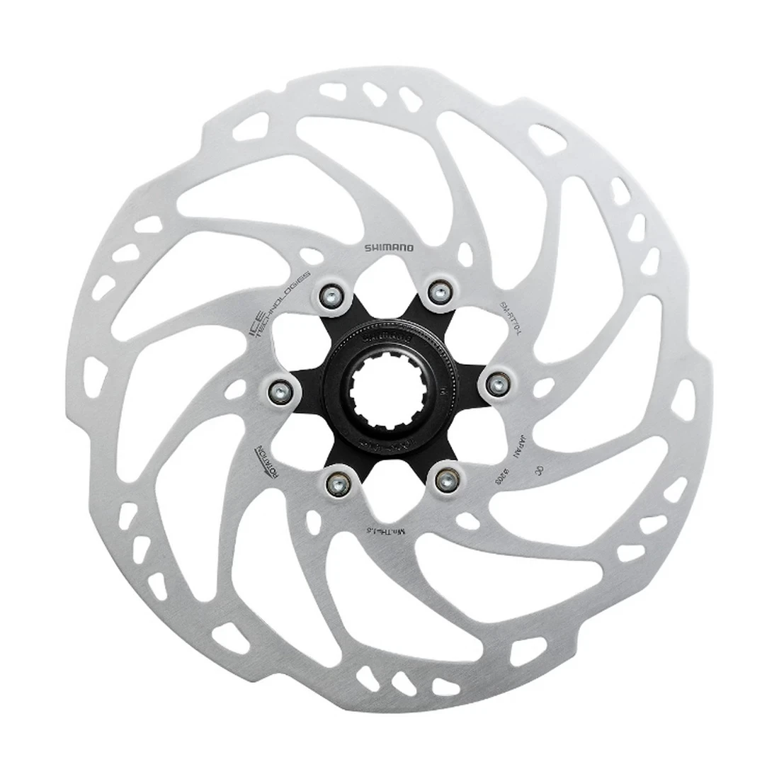 1. Disc Frana SHIMANO SLX SM-RT70 Ice-Tech Center Lock 203 mm Caneluri Externe