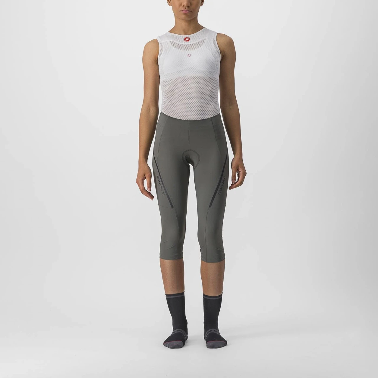 1. Pantaloni trei sferturi CASTELLI Velocissima 3 Gri-Antracit Dama