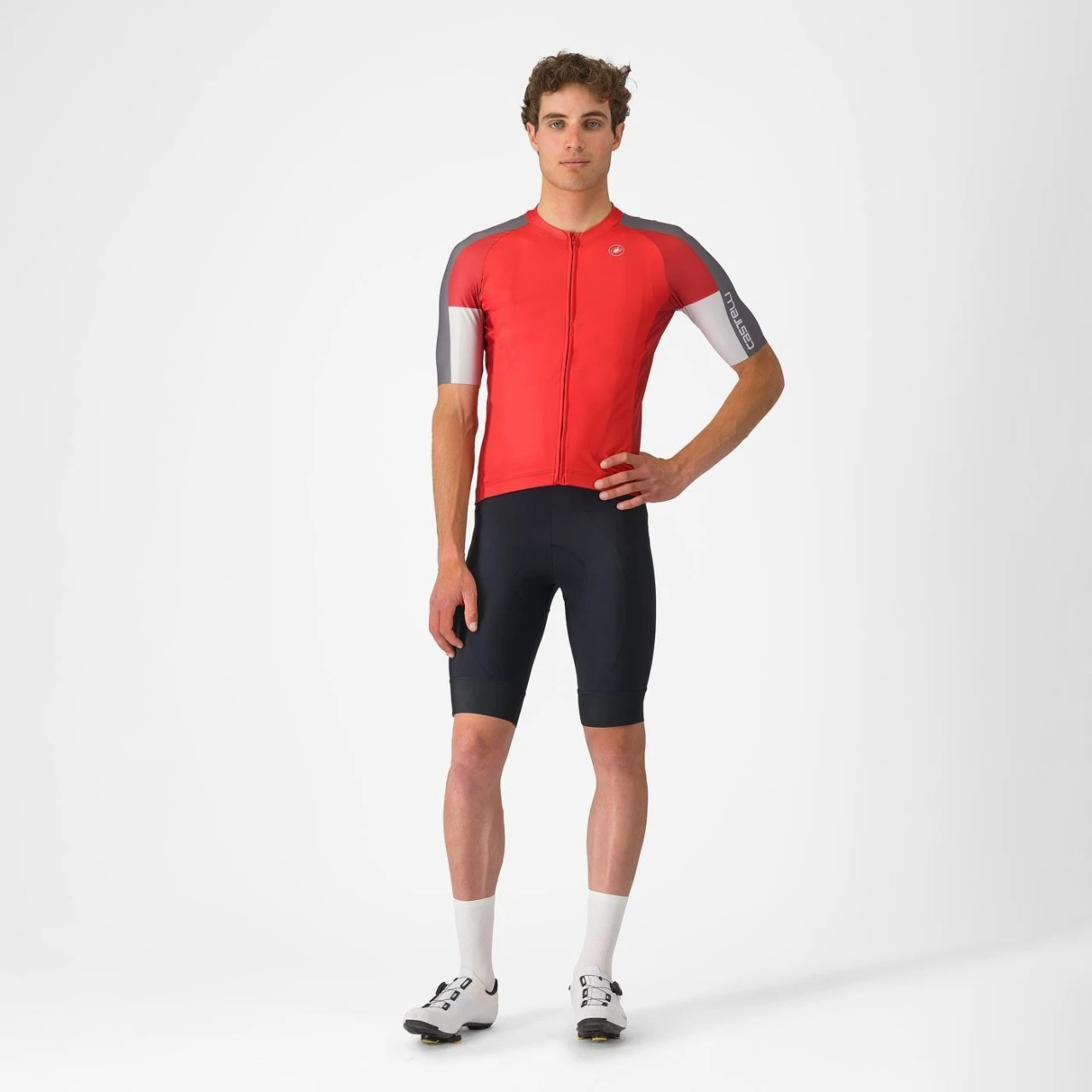 2. Tricou cu maneca scurta Castelli Entrata 6, pentru barbati, rosu/gri fumuriu-gri argintiu, M