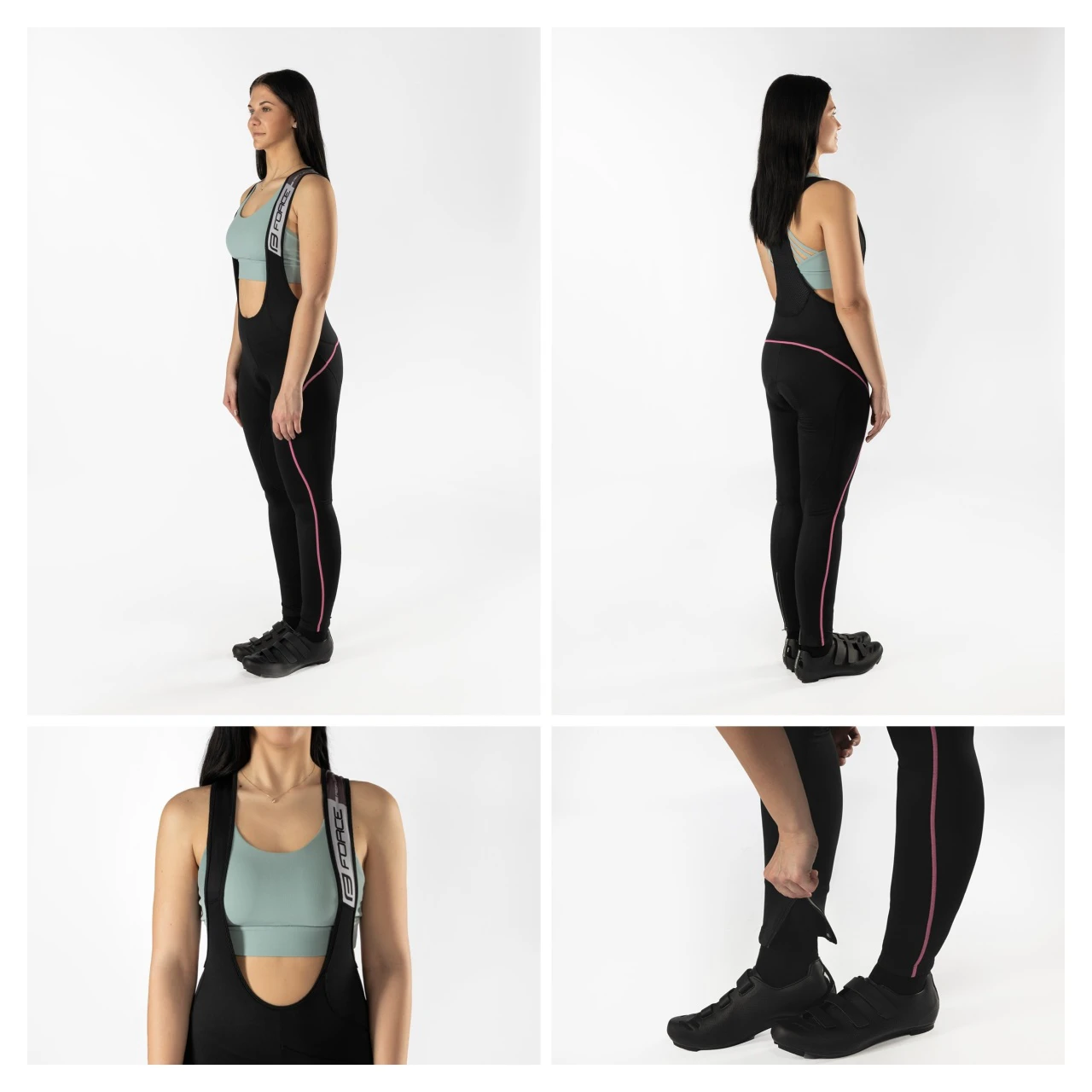 3. Pantaloni de dama cu bretele si bazon Force Reflex Line negru/roz S