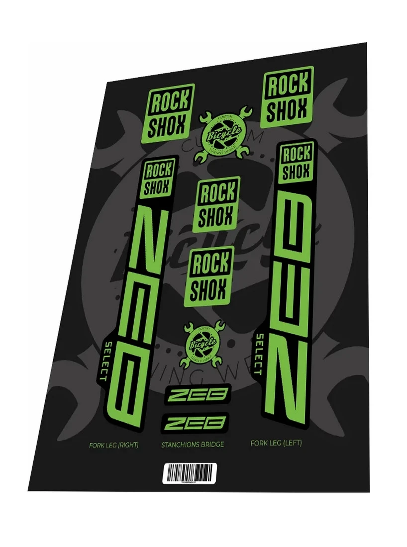 1. Set stickere adezive furca ROCKSHOX Zeb Select 2022 Toxic Green