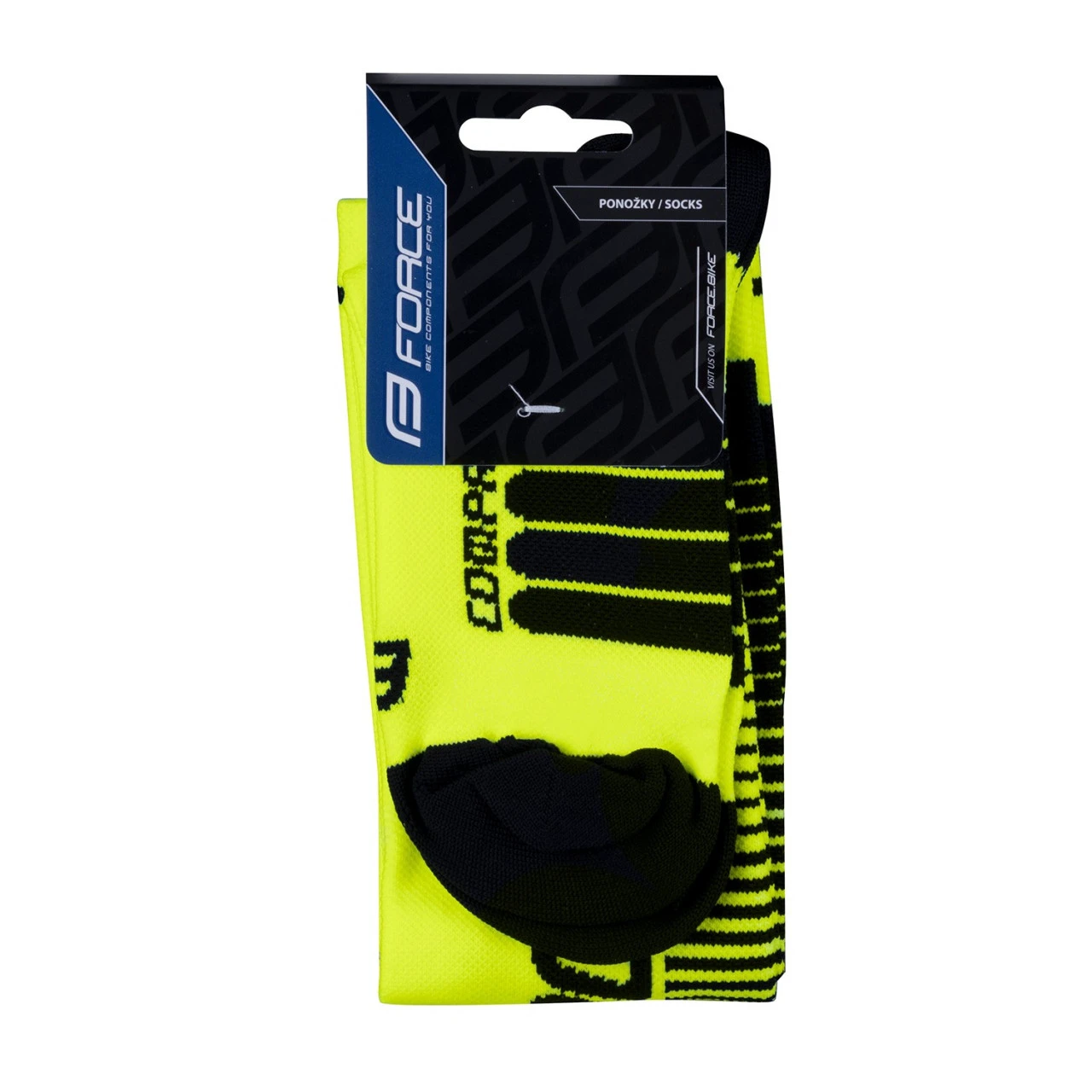 2. Sosete Force F Compress, galben fluo/negru XXS-XS (33-35)