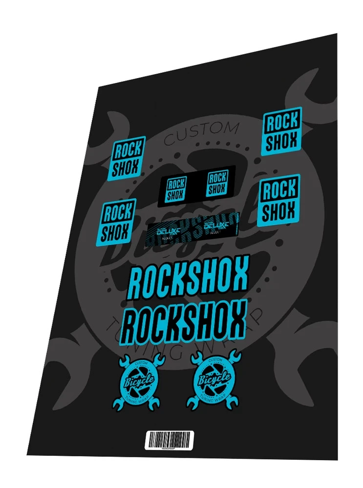 1. Stickere adezive furca Rockshox Super Deluxe Coil Select Sky Blue Black 2023